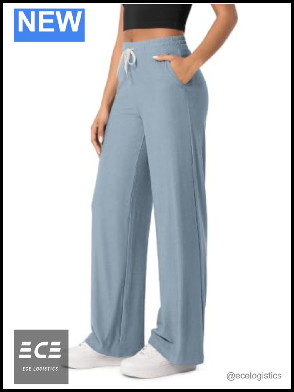 Women's Wide Leg Drawstring Pants with Pockets - Soft Mid-Weight Jersey, 31